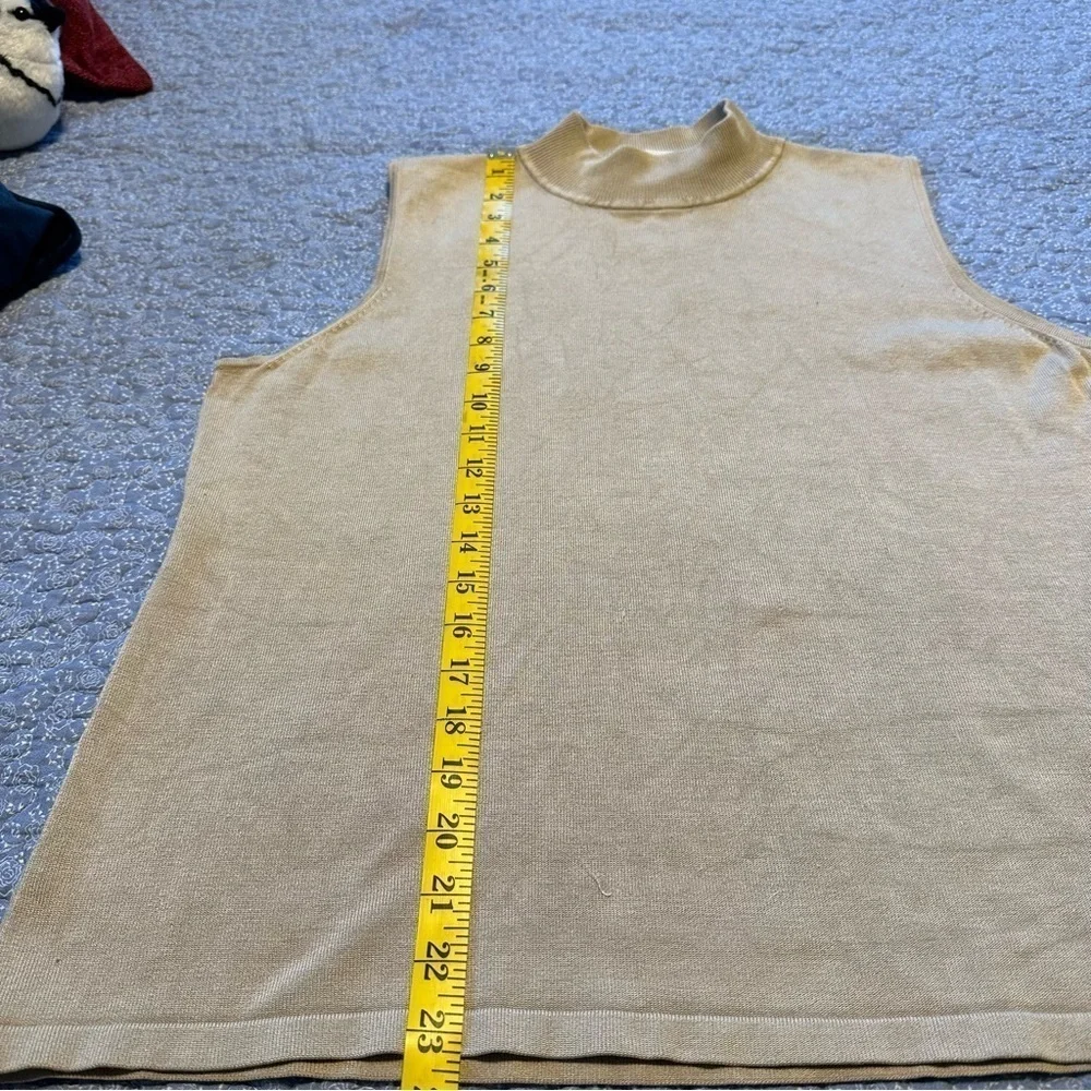 Josephine Chaus Top Neutral Gold Sleeveless Mock Neck Silk Blend  Size 1X